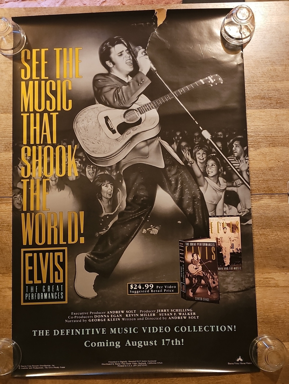 Rare Vintage 1990 Elvis Presley: The Great Performances Video Promotional Poster